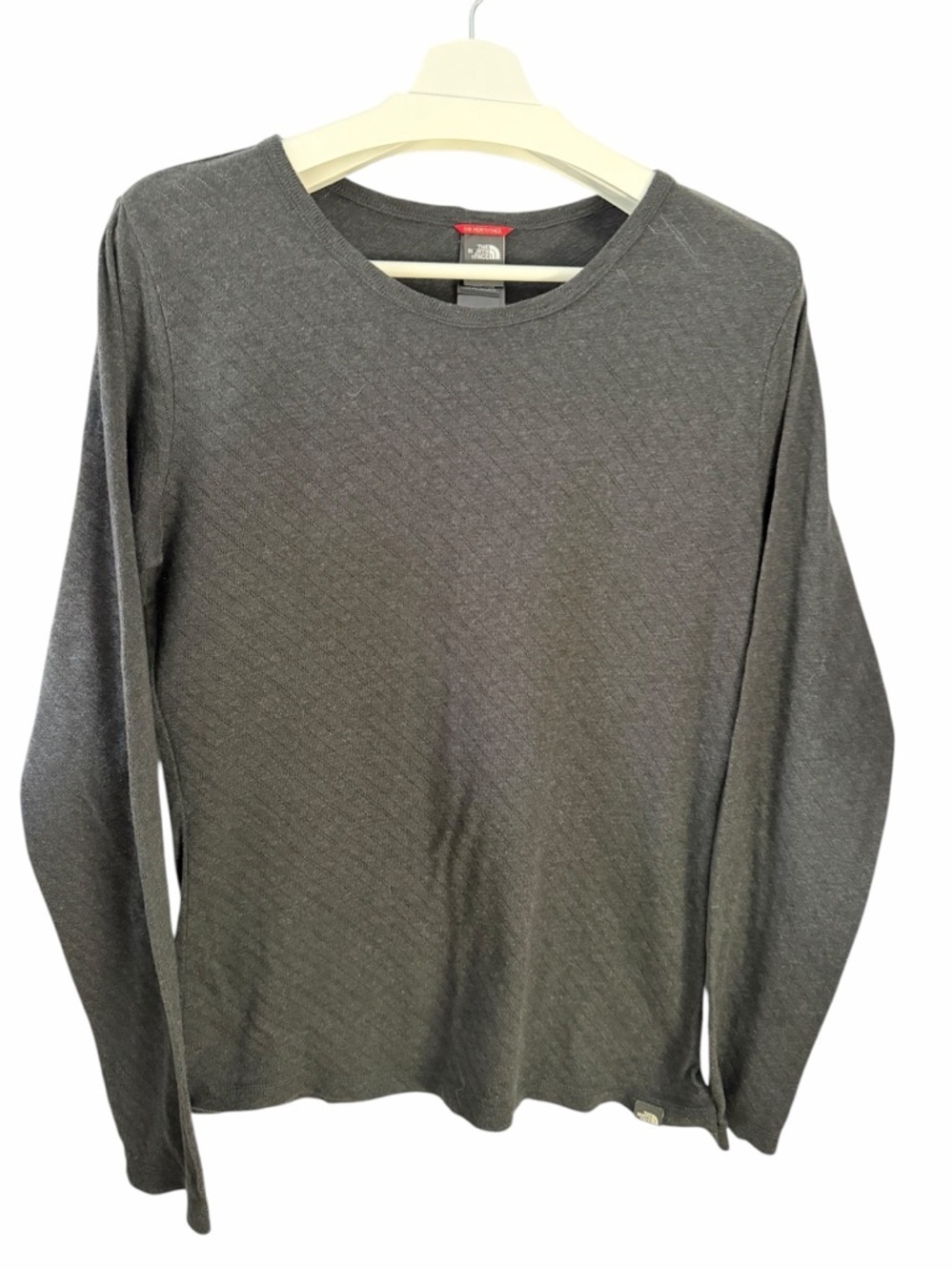 THE NORTH FACE Grey Textured Knit Long Sleeve Lightweight Sweater Top size L